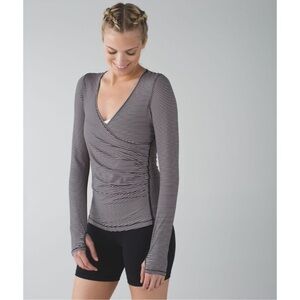 Lululemon Sun Salutations Wrap Yoga striped long sleeve top